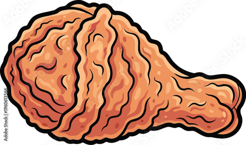 Golden brown crunchy fowl portion cartoon comic style