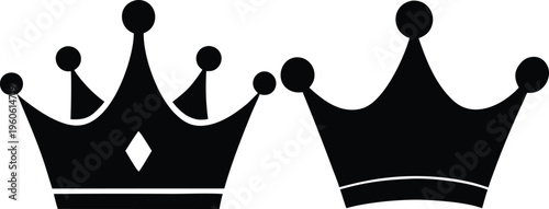 Two black crowns presented side by side a regal and bold silhouette