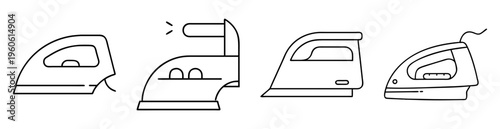 Various Irons for Laundry and Garment Care in Simple Black and White Style