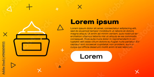 Line Cream or lotion cosmetic tube icon isolated on yellow background. Body care products for woman. Colorful outline concept. Vector
