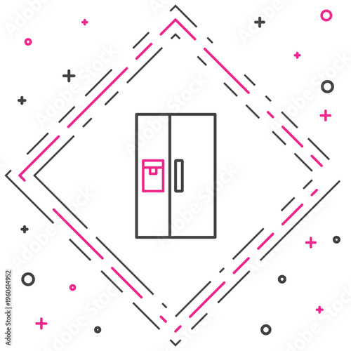 Line Refrigerator icon isolated on white background. Fridge freezer refrigerator. Household tech and appliances. Colorful outline concept. Vector