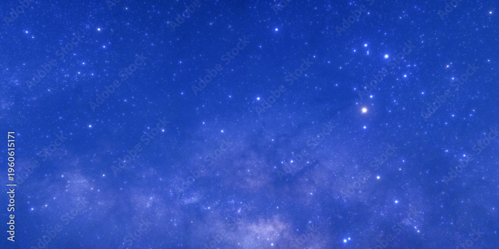 Fototapeta premium Night sky space background, Starry universe in dark blue sky, Milky way galaxy with stardust field in deep universe.