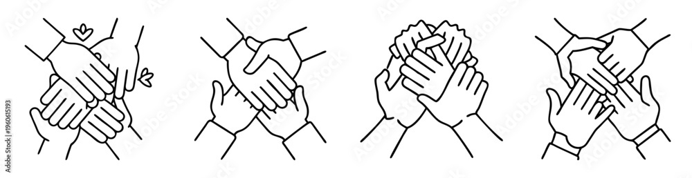 Obraz premium Diversity and unity depicted in a collection of intertwined hands illustration