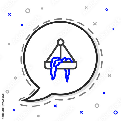 Line Plant in hanging pot icon isolated on white background. Decorative macrame handmade hangers for flower pot, hang indoor plants. Colorful outline concept. Vector