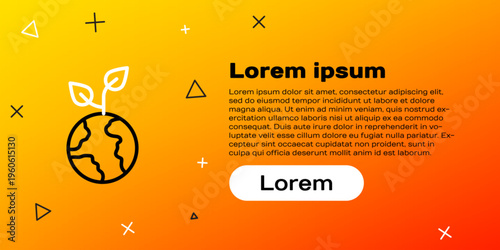 Line Volunteer team planting trees icon isolated on yellow background. Represents ecological protection, protecting plants and trees. Colorful outline concept. Vector