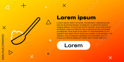 Line Spoon with sugar icon isolated on yellow background. Teaspoon for tea or coffee. Colorful outline concept. Vector