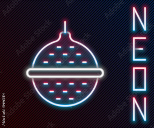 Glowing neon line Ball tea strainer icon isolated on black background. Colorful outline concept. Vector