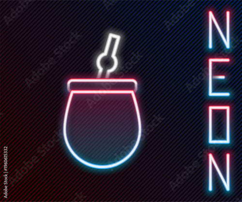 Glowing neon line Mate tea icon isolated on black background. Colorful outline concept. Vector