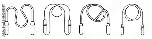 Simple Black and White Line Art Illustration of Four Jump Ropes