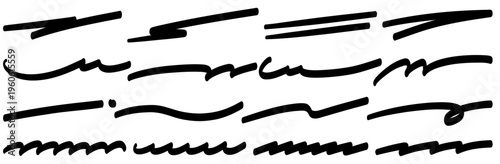 手書き太線マーカー風横長アンダーライン装飾セット