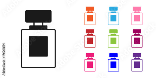 Black Perfume icon isolated on white background. Set icons colorful. Vector