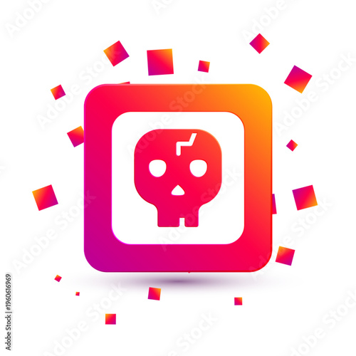 White Archeology icon isolated on white background. Square color button. Vector