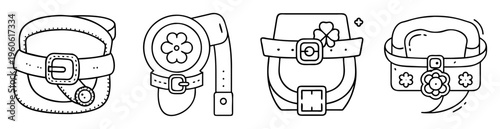 Four unique leprechaun hats with different designs and lucky charms