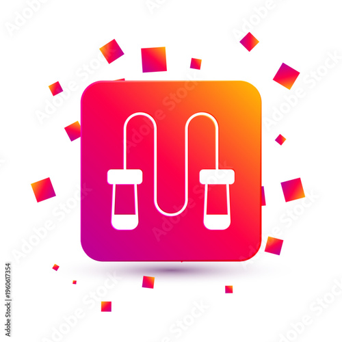White Jump rope icon isolated on white background. Skipping rope. Sport equipment. Square color button. Vector