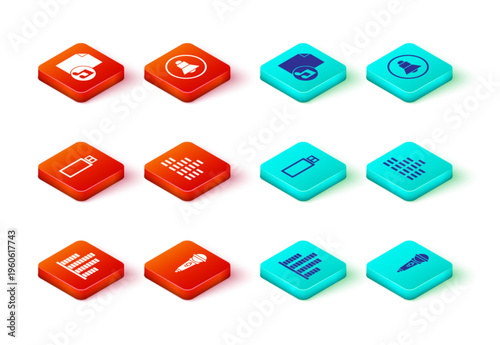 Set Music equalizer, Microphone, USB flash drive, Speaker volume and book with note icon. Vector