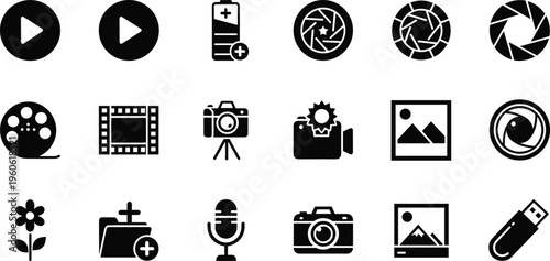 Mental health and psychology icon set featuring black silhouettes of a brain heart puzzle shield and lightning bolt for neurology wellness and therapy design.