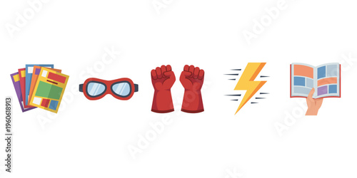Superhero Comic Icons Set