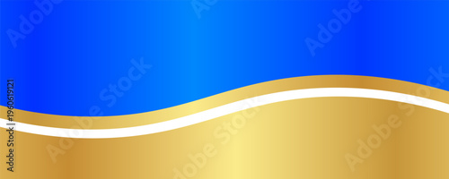 Elegant border, footer with flowing blue and gold waves