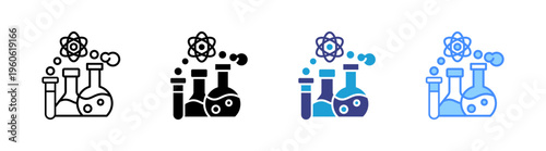 Science icon set multiple style collection