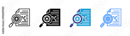 Research icon set multiple style collection