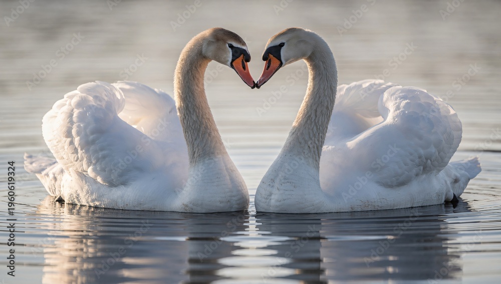 Fototapeta premium Love and Harmony Concept with Pair of Elegant Swans