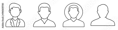 A series of simple, minimalist head and shoulder avatar line drawings
