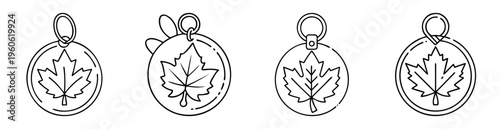 Four maple leaf pendants, each featuring a different design and bail style