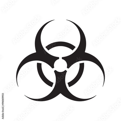 Biohazard symbol icon isolated on white background, toxic waste warning sign.
