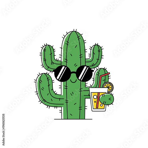 Cactus with Sunglasses Drinks.