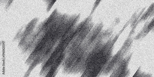 Abstract monochrome textured background with diagonal dark smudges and grainy overlay creating a dynamic and artistic visual effect