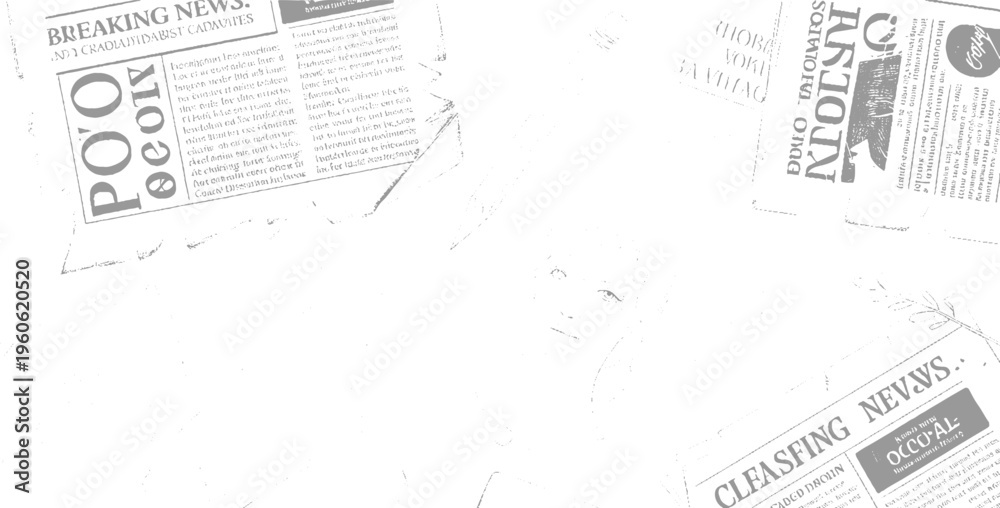 Obraz premium Newspaper pages with large bold headlines and columns of text in grayscale print article
