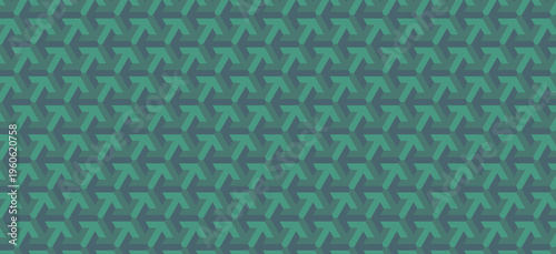Vibrant emerald green geometric arrow pattern background with repeating isometric texture for dynamic creative design and modern tech backdrop