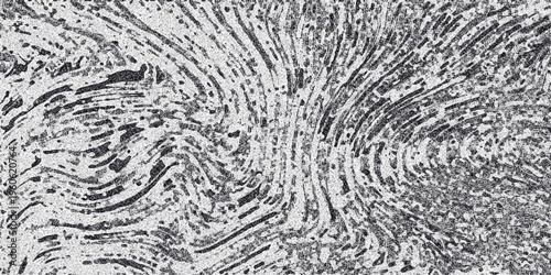 Swirling abstract grayscale texture with organic lines and a granular effect, resembling marbled paper or flowing liquid for artistic backgrounds and visual effects