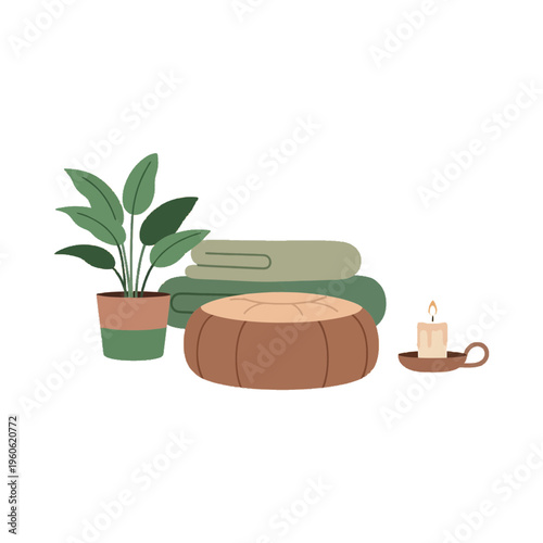 Spa objects and plant.