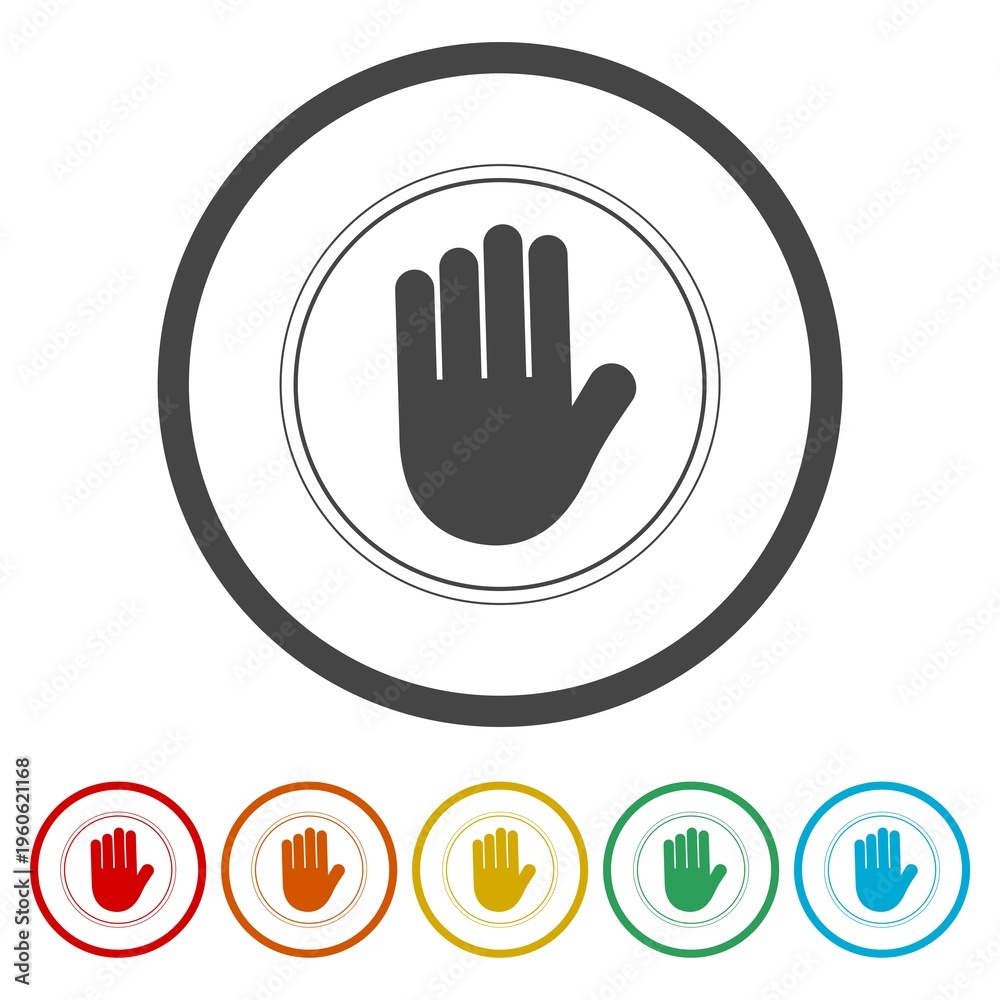 Fototapeta premium Prohibited sign. Do not touch. Stop sign.. Set icons in color circle buttons