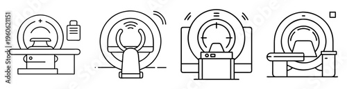 Diverse collection of Magnetic Resonance Imaging MRI medical scanning machine icons