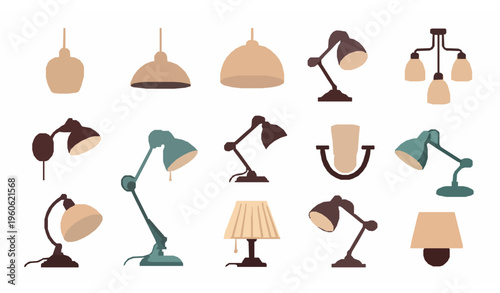 Modern lighting fixtures vector set interior lamps home design collection