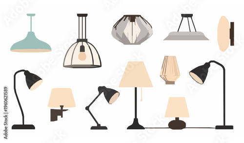 Modern lamps vector collection interior lighting fixtures decorative home design
