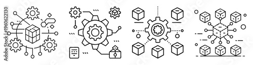 Data processing and analysis with machine learning and block chain technology illustration