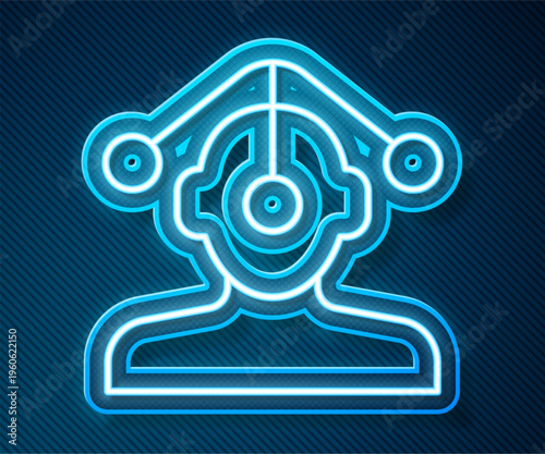Glowing neon line Hypnosis icon isolated on blue background. Vector