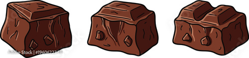 Segmented brown chocolate blocks cartoon vector element