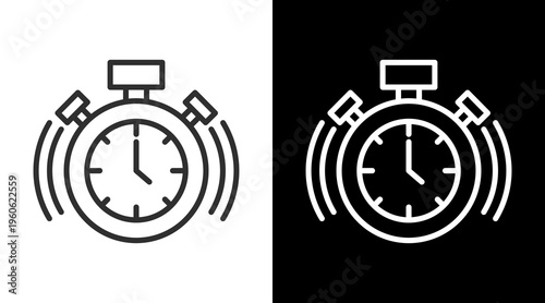 Deadline White Icon Set Vector 