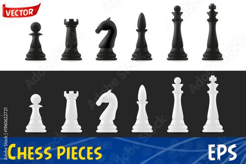 Fotografie chess pieces game cartoon stock vector illustration