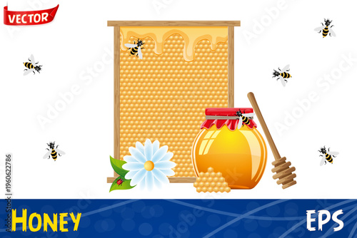 natural honey cartoon stock vector illustration
