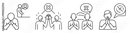 Various depictions of social etiquette and behavior portrayed in a minimalist style