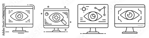 Computer Vision Technology and Surveillance Systems Conceptual Outline Icons Arrangement