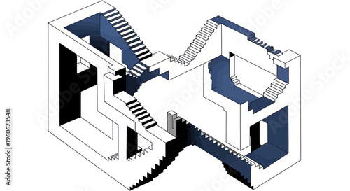 Obraz na plátně Impossible Architecture Illusion: Endless Staircase Structure