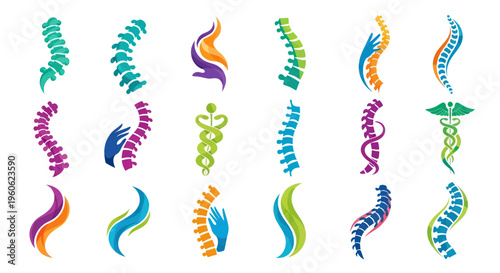 Spine Logo Collection: Medical, Chiropractic & Health Icons