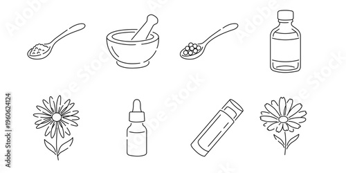 Herbal Medicine Ingredients Icons