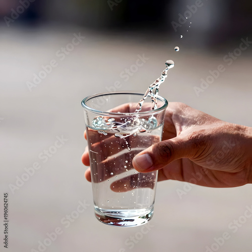 Wallpaper Mural Hand holding a glass of water with splashing liquid inside   Torontodigital.ca